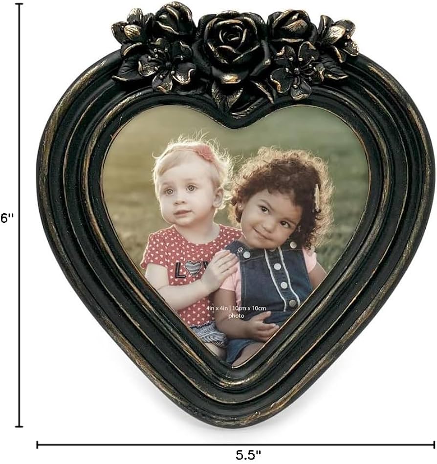 Amazon.com - Isaac Jacobs 4x4 Heart-Shaped Resin Picture Frame