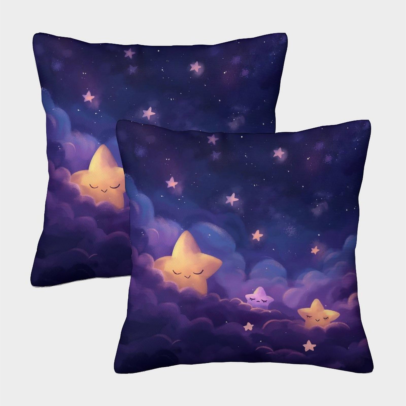 NRAOPEVVD Star Cushion Cover 2 Pack Decorative Machine Washable Pillowcases Square Pillow Cases with Invisible Zipper Cushion Covers for Sofa Couch Home Bedroom Throw Pillow Cases 40x40cm