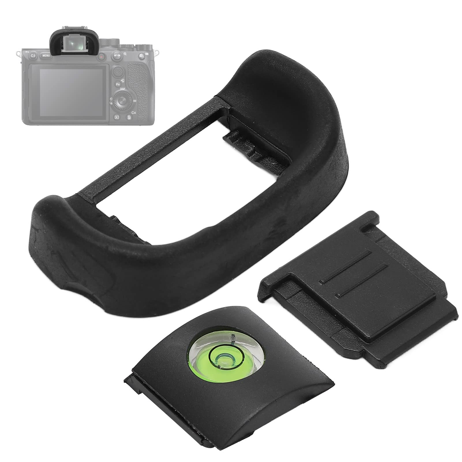 Camera Eyepiece Eyecup Set, EP18 Camera Viewfinder Eyecup Eyepiece Protector Replacement for A7RM4 with Camera Hot Shoe Level and Cover