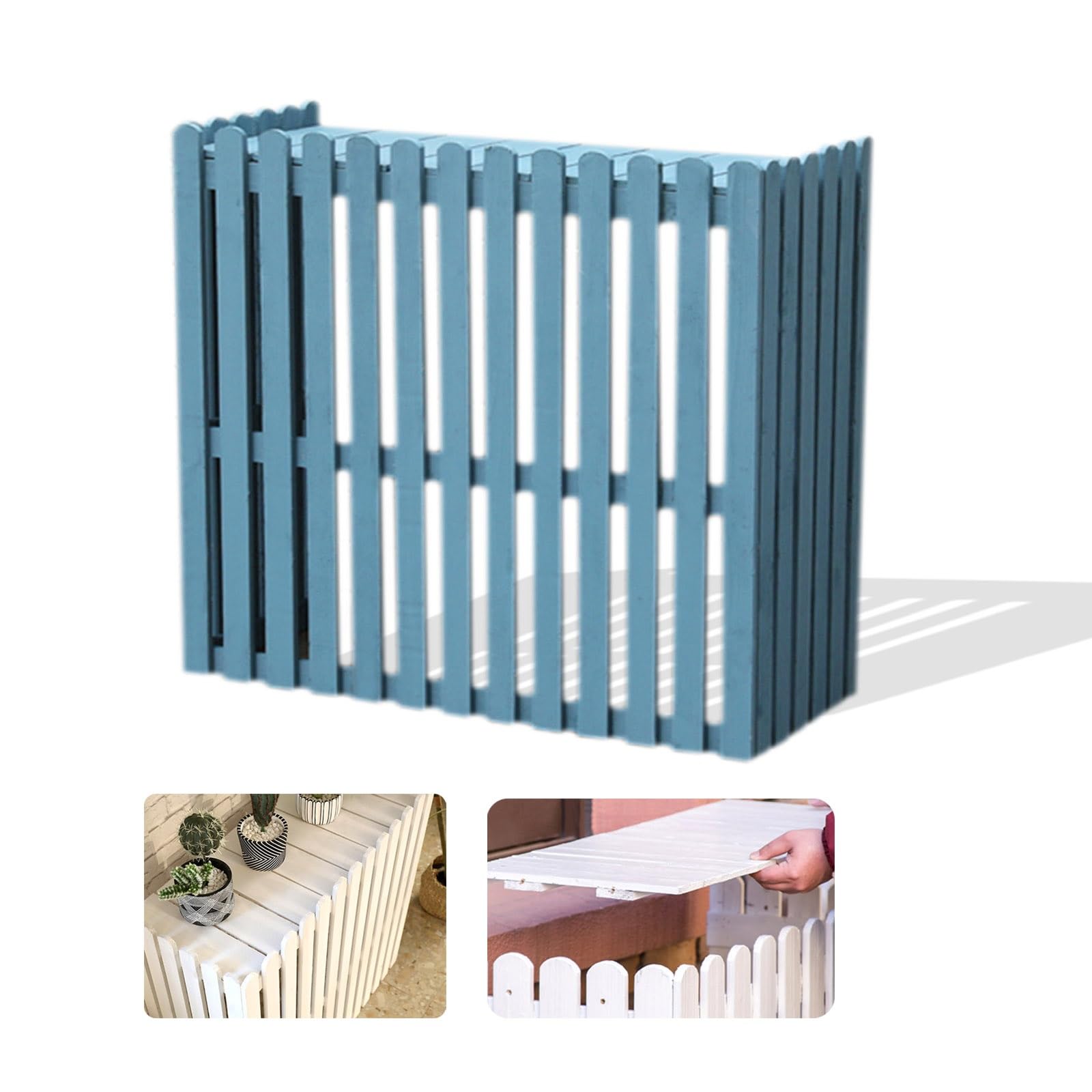 TIANQIHAO Outdoor Privacy Fence Panels And Decorative Garden Storage Shelf - Solid Wood Enclosure For Air Conditioner Units, Enhances Garden Aesthetics And Protects Equipment,Blue-105x45x95cm