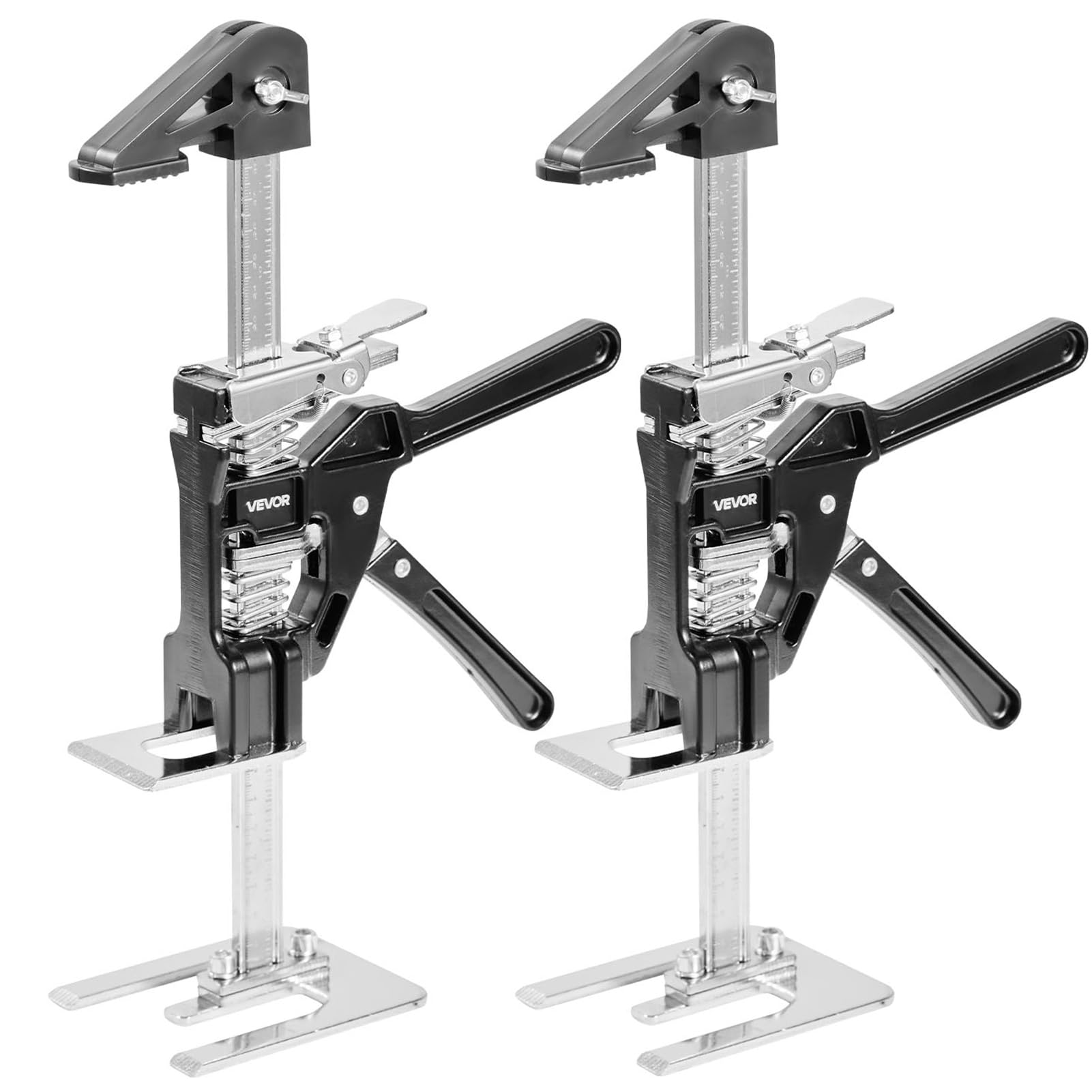 VEVOR Cric à Bras 2PCs, Lève Meubles Portes Plaques avec Capacité 120 kg, Outil de Levage Manuel jusqu'à 16,5 cm, avec Niveau Magnétique, 2 Modes de Réglage, pour Fenêtres, Installation, Noir