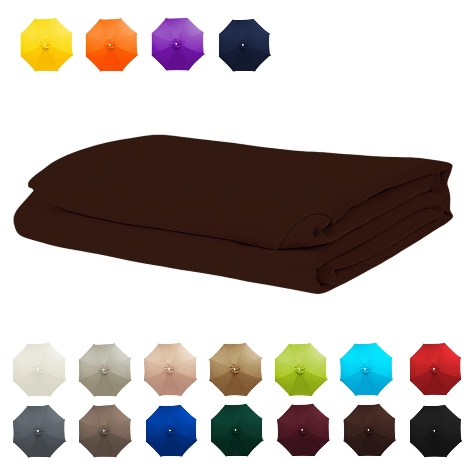 Replacement Umbrella Canopy, 6 Arms/8 Arms replacement parasol cover, Replacement Strong & Thick Umbrella Canopy, Market Umbrella Top, Outdoor Table Umbrella Cover Standby(Coffee brown,10FT/3.0M-8Ribs