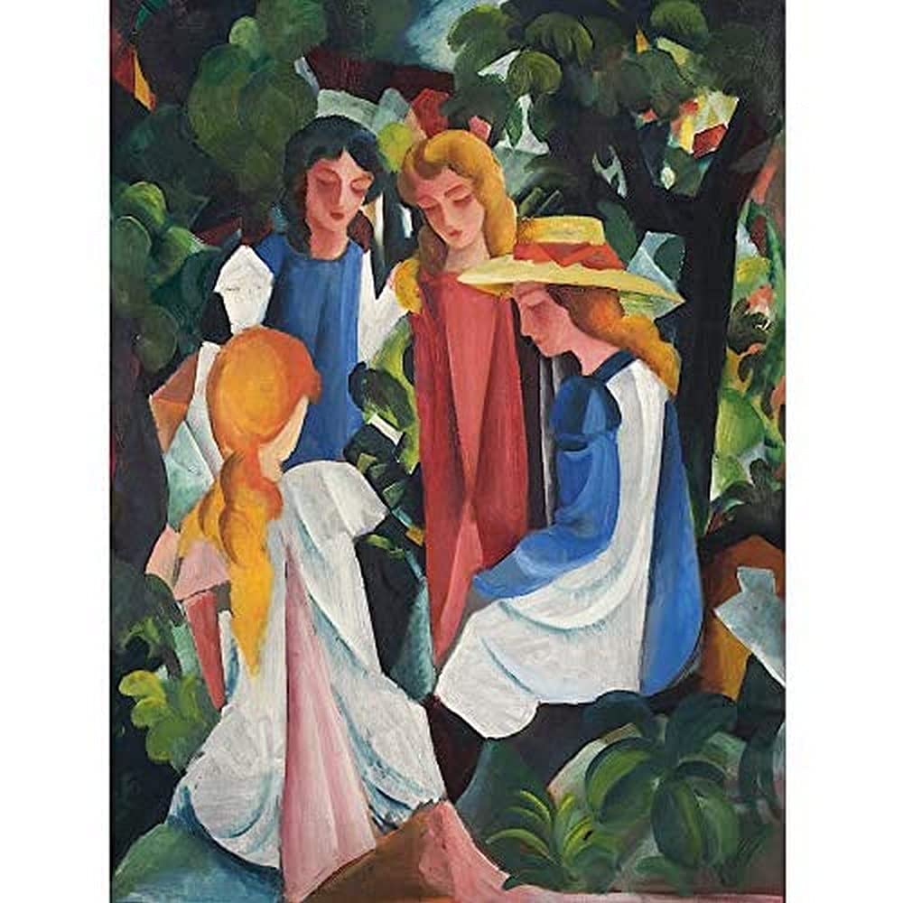 August Macke Four Girls Art Print Canvas Premium Wall Decor Poster Mural