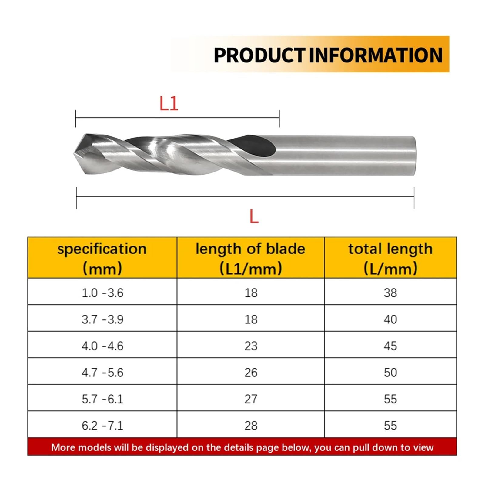 Brocas de carburo tungsteno HRC50 °, flauta, brocas Metal for metal duro, torno CNC, herramienta perforación acero 7,1-13,0mm, 1 ud(9.5mmx35x65L)