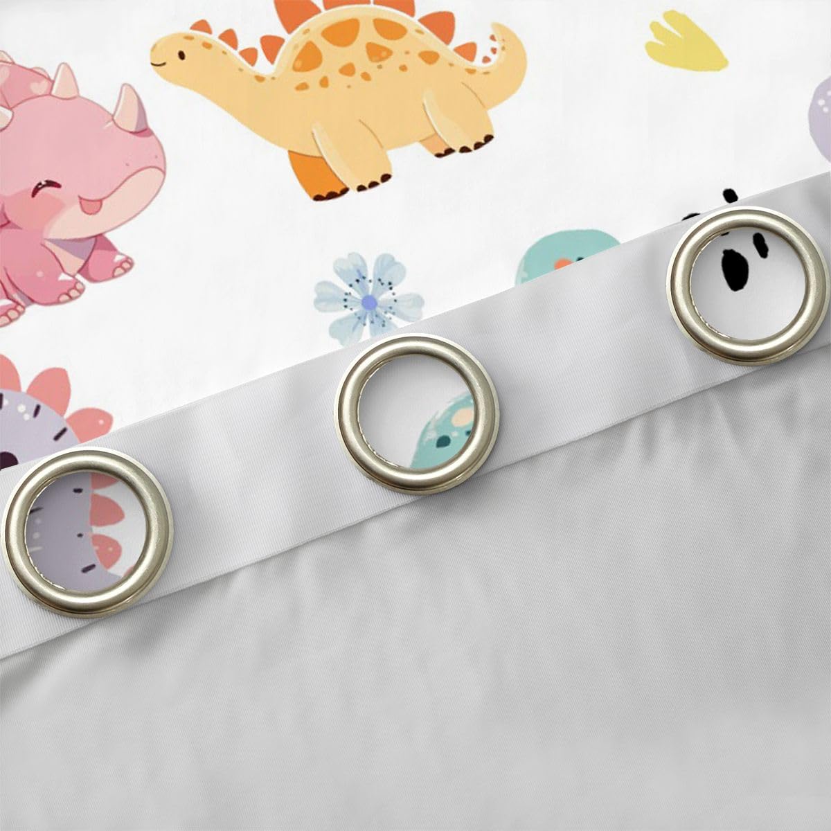Homewish Zasłony okienne z motywem dinozaura z motywem kreskówkowym, 168 x 229 cm, 2 panele - kawaii, dinozaury, zwierzęta, zasłony zaciemniające, dżungla, zwierzę, zasłony okienne, nadruk palmy