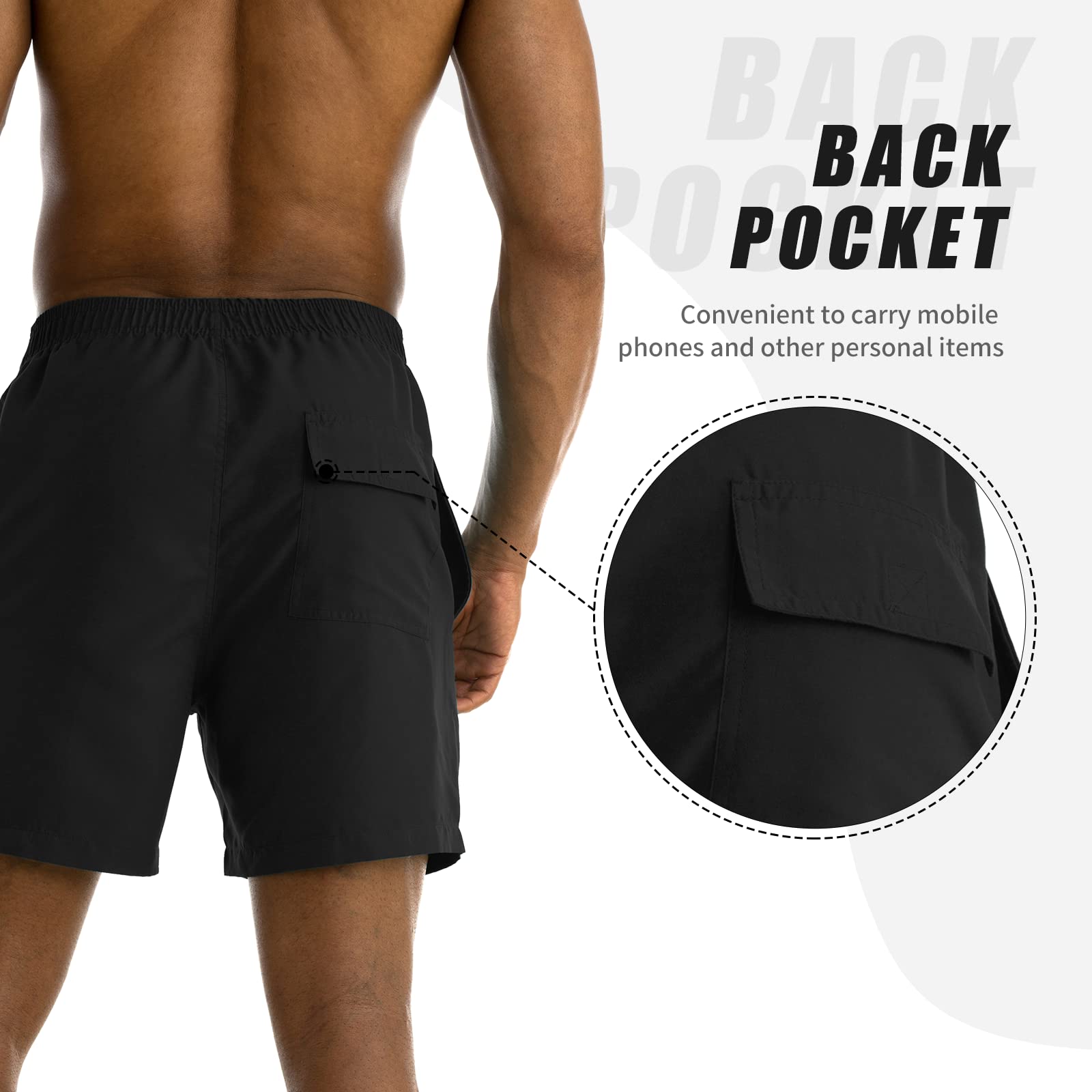 EDOTON Costumi da Bagno Uomo, Leggeri ad Asciugatura Rapida Costume Piscina Uomo Lungo Impermeabili Costume Uomo Mare con Cintura Regolabile e Tasche/Nuoto/Surf/Casual