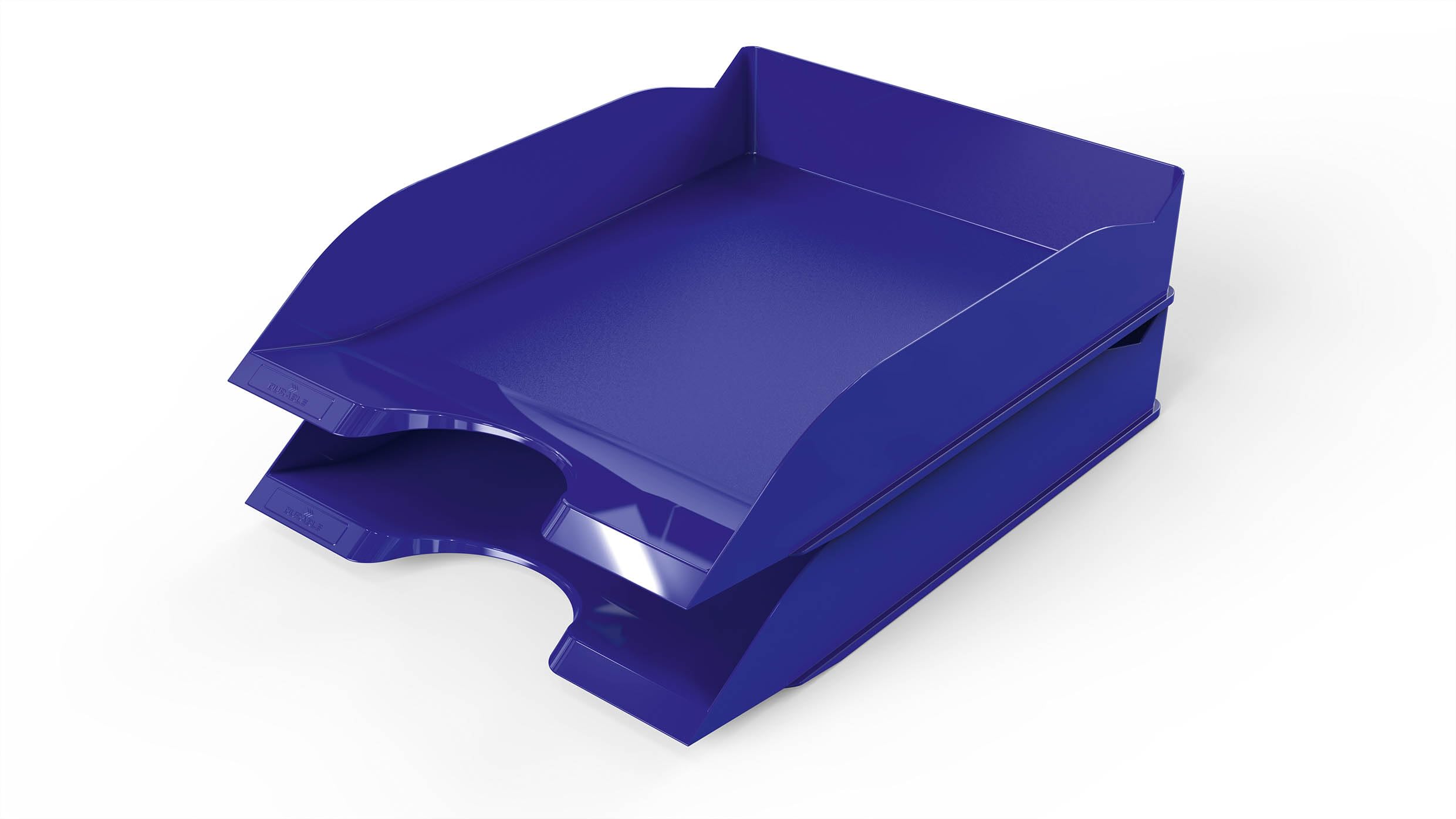 Durable Basic Letter Trays A4 Blue - Set of 6 Stackable Storage Trays for Desktop Organisation - Stackable Paper Tray