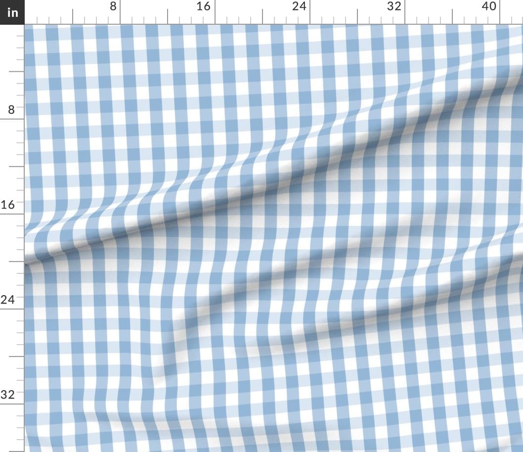 Spoonflower Fabric - Pastel Blue Gingham Country Gingham Light Check Cowboy White Plaid Printed on Petal Cotton Fabric Fat Quarter - Sewing Quilting Apparel Crafts Decor
