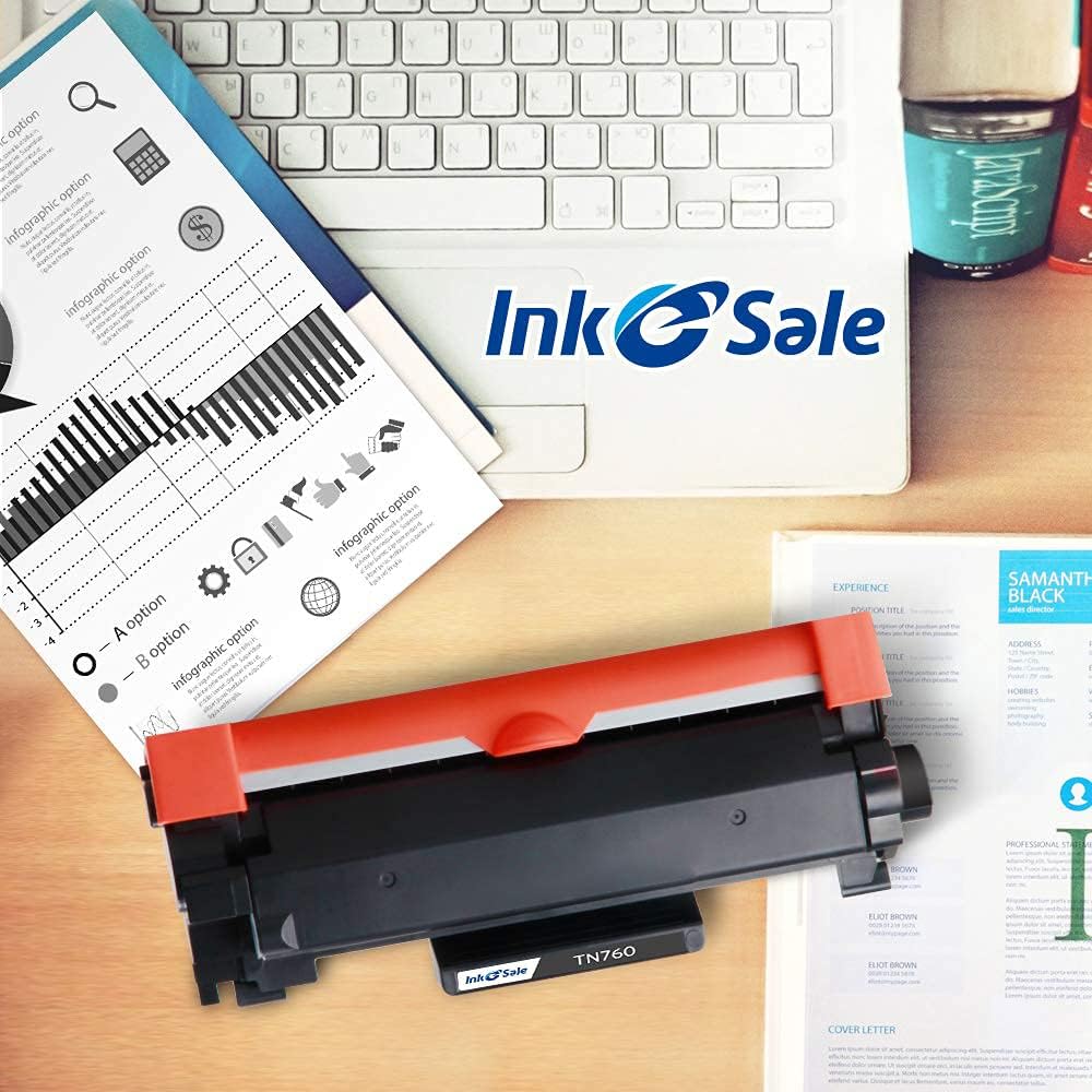 🛒 Crazy Deals INK E-SALE Compatible TN 760 Toner Cartridge Replacement for Brother TN760 TN-760 TN730 for Brother HL-L2350DW HL L2370DW XL L2390DW L2395DW DCP-L2550DW MFC L2710DW L2750DW (4 Pack Black, Design V3)
