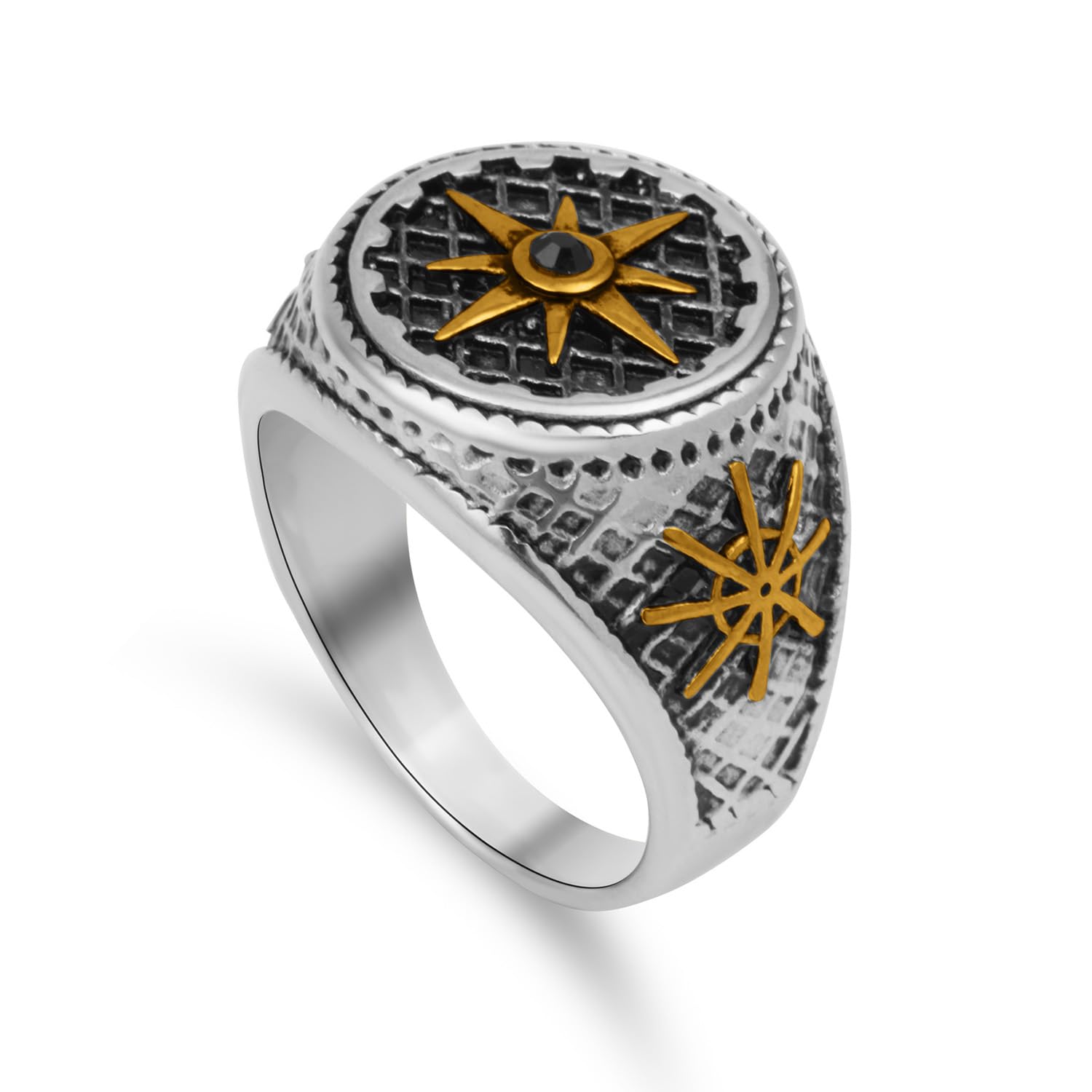 Celestial Navigator Emblem Dual Tone Ring for Men (Size - 9,10,11,12) - Waterproof & Anti Tarnish Men's Accessories | Jewellery for Boys & Men | Birthday, Anniversaries Gift for Men & Boys-image-48