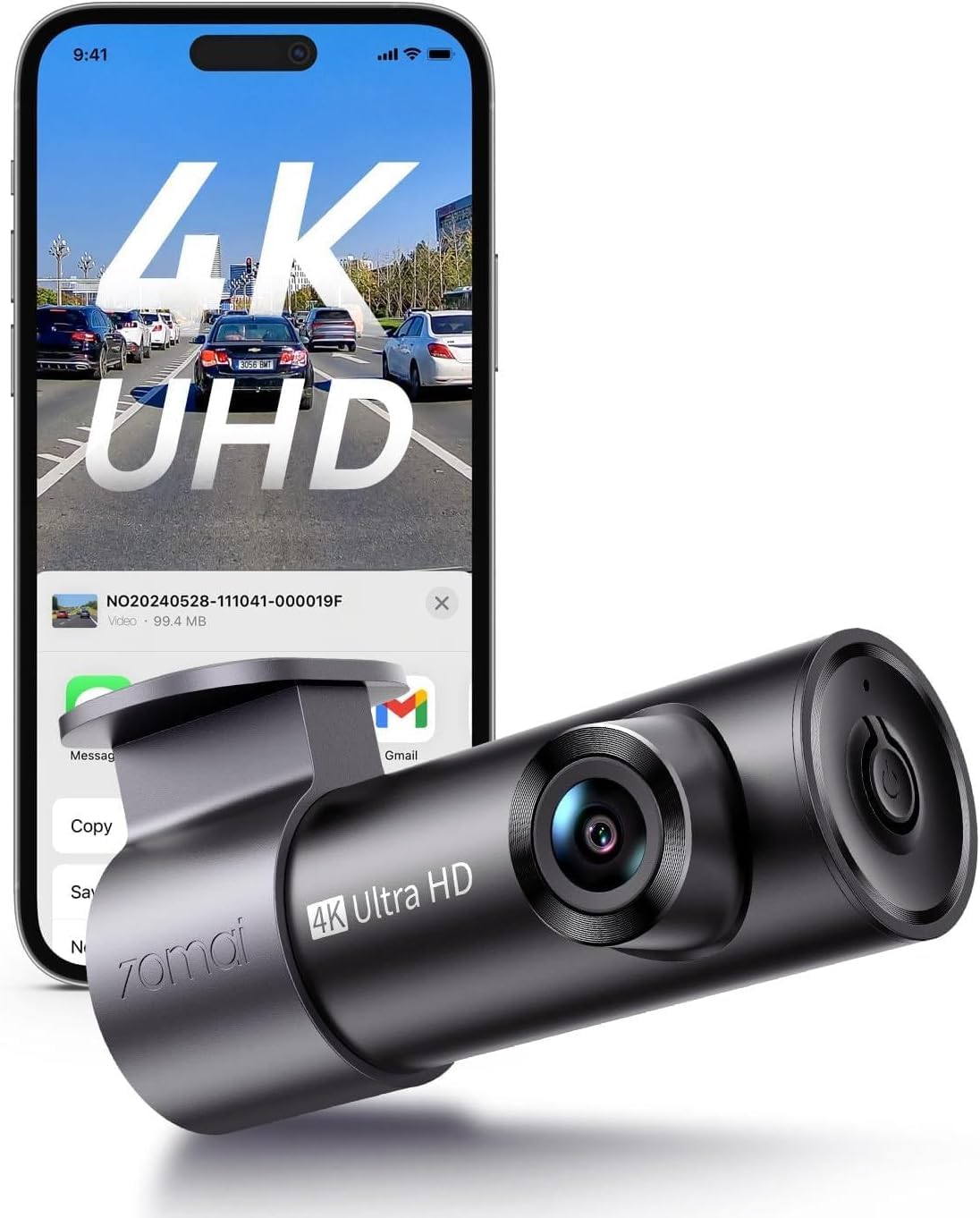 70mai M310 Plus 4K Dashcam 2160P Mini mit 360° Drehbarl, WiFi, G-Sensor, Super Nachtsicht, WDR, F1.55 Blende, 24h Parküberwachung, Loop-Aufnahme, 256 GB