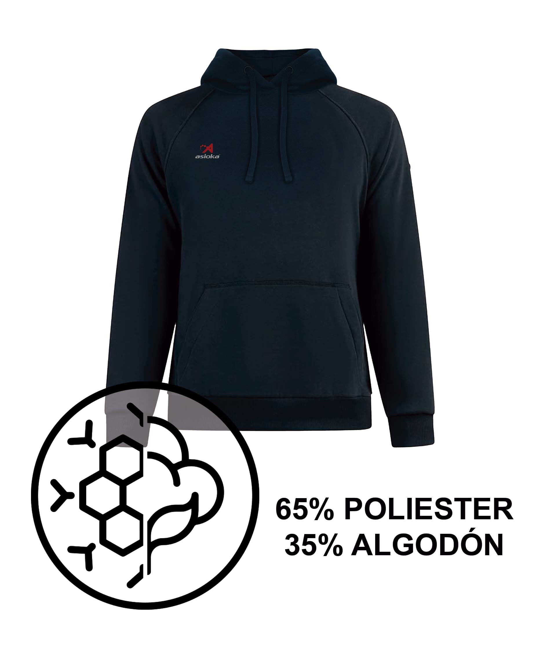 Asioka Męska bluza kangurka z kieszeniami i kapturem 65% poliester, 35% bawełna, swobodny i swobodny wygląd - producenta, Granatowy, M