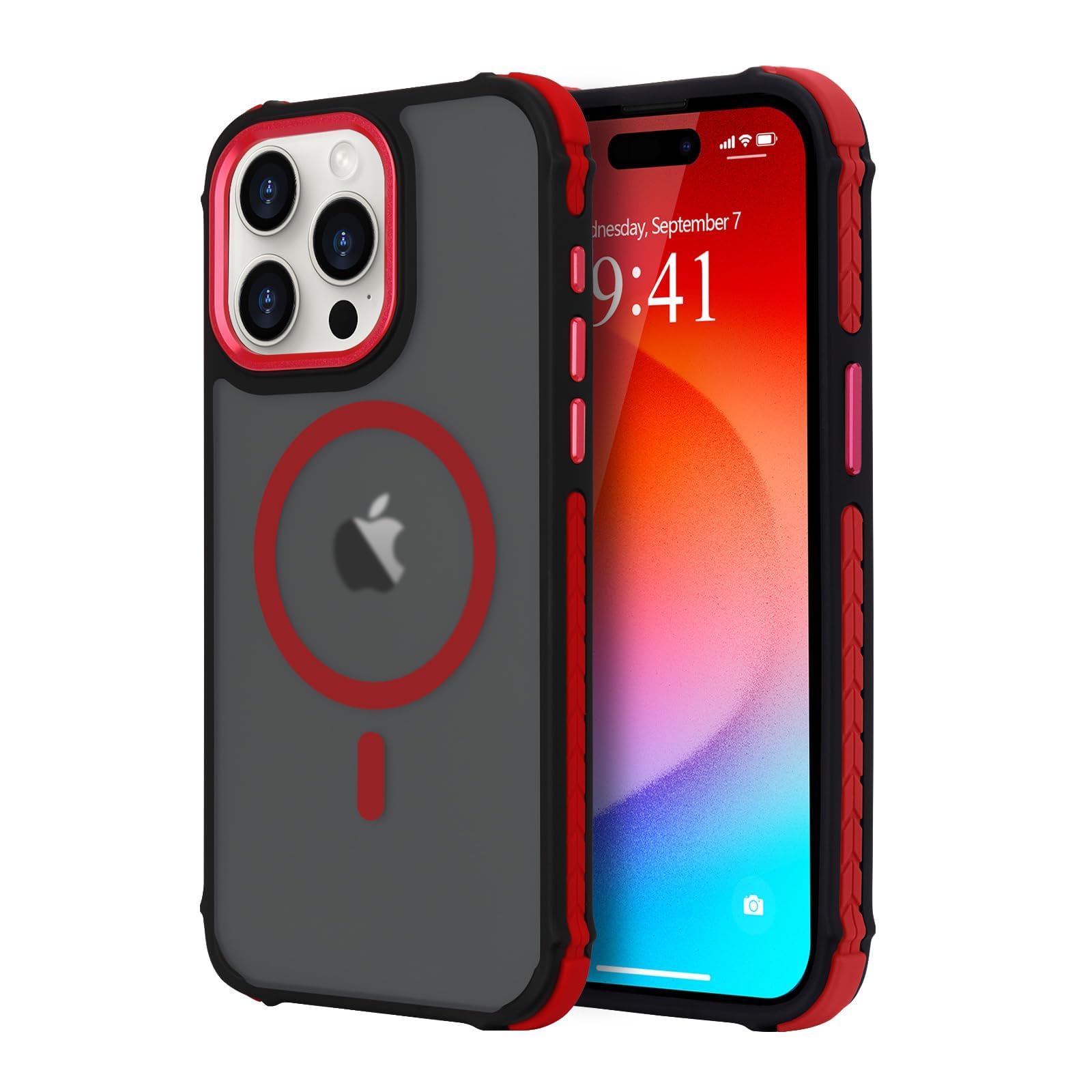 LLZ.COQUE Magnetic for iPhone 15 Pro Max Case, Compatible with Magsafe, Bumper Protective Cover, Slim Shockproof Anti-Scratch Translucent Matte Men