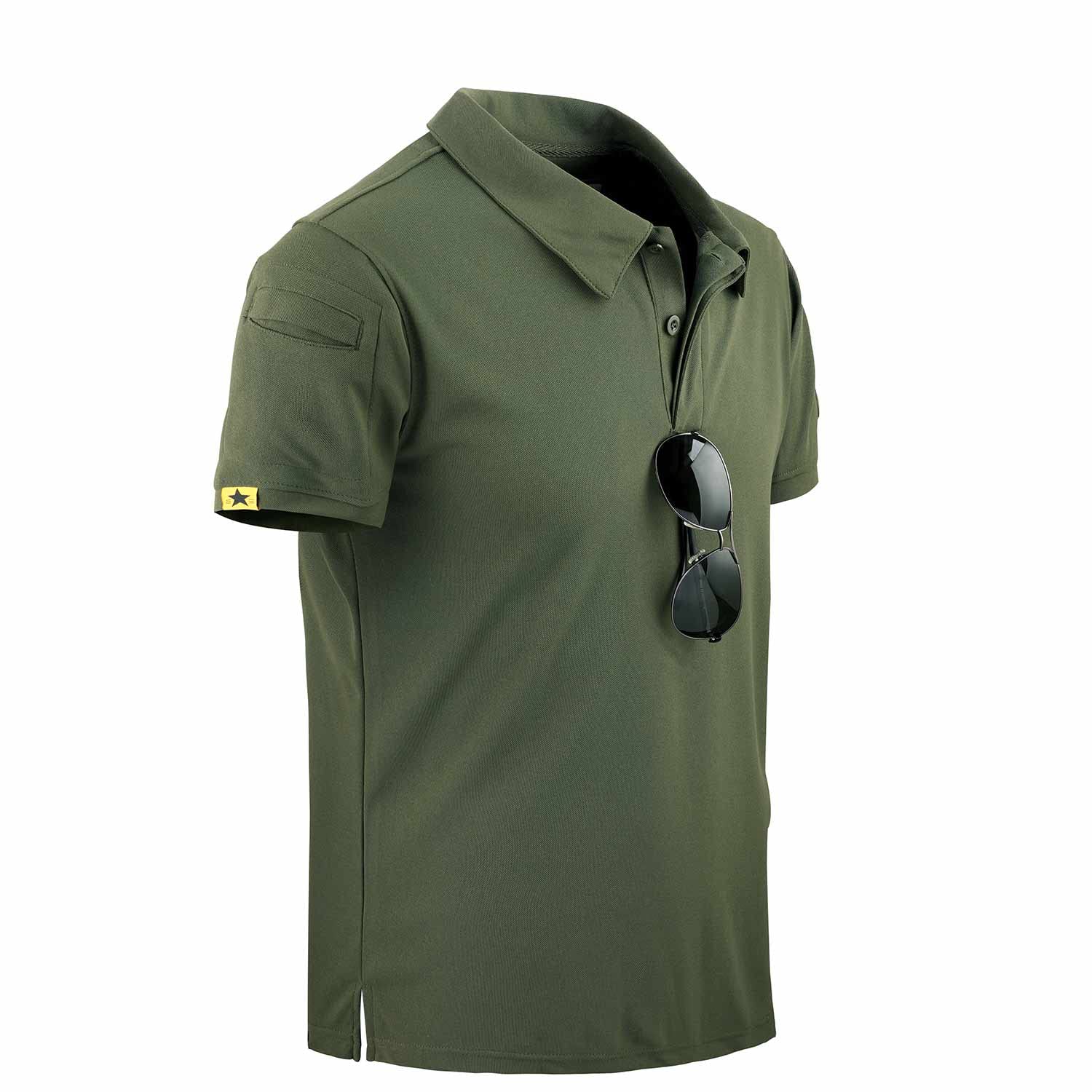 LAIWANGMen's Outdoor Performance Tactical Polo Shirts Short Sleeve Moisture Wicking Sports Golf Tennis T-Shirt