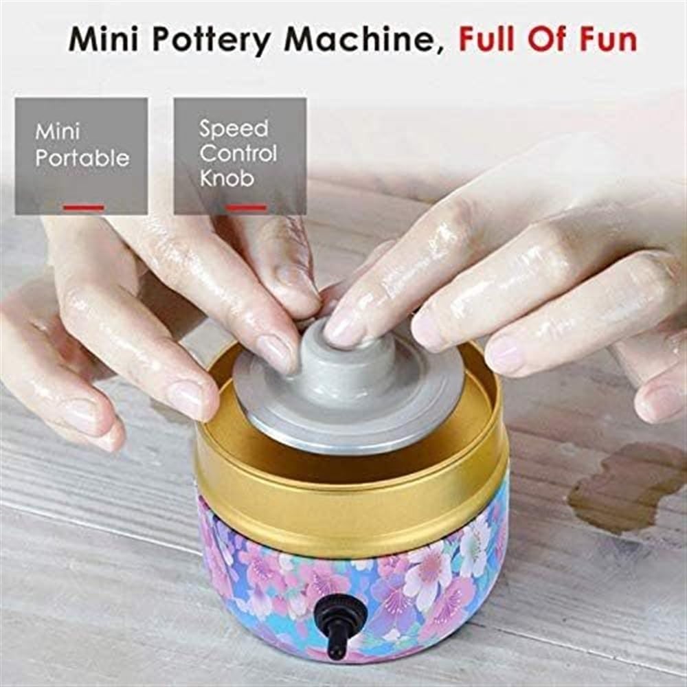 Mini-aardewerkwiel, 0-2000 RPM Snelheid Aardewerkvormmachine met Afneembare Bak en Doe-het-zelfkleigereedschap, Elektrische Keramische Wielkleimachine voor Kinderen, Kleikunst Mini-aardewerkwiel, 0-2000 RPM Snelheid Aardewerkvormmachine met Afneembare Bak en Doe-het-zelfkleigereedschap, Elektrische Keramische Wielkleimachine voor Kinderen, Kleikunst