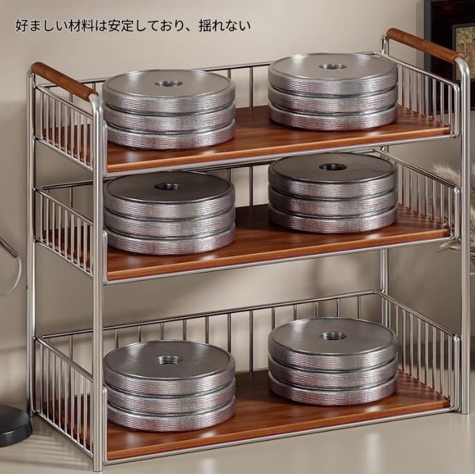 デスク上収納ラック おしゃれ 北欧 ミニ アイアン 木製 ハンドル付き コンパクト 耐久性 頑丈 卓上物置棚 収納棚 家庭用/オフィ