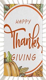 Thanksgiving Crib Sheets for Boys, Girls Machine Washable Soft Cozy Microfiber Fitted Crib Sheet for Standard Crib and Toddler Mattresses Boys Girls 28x52 Inch