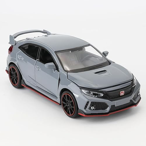 Miniatura 9 de Compatible con modelos de automóvil Honda Civic Type-R de aleación fundida a presión 132, auto de aleación con luces y sonido, autos de puerta
