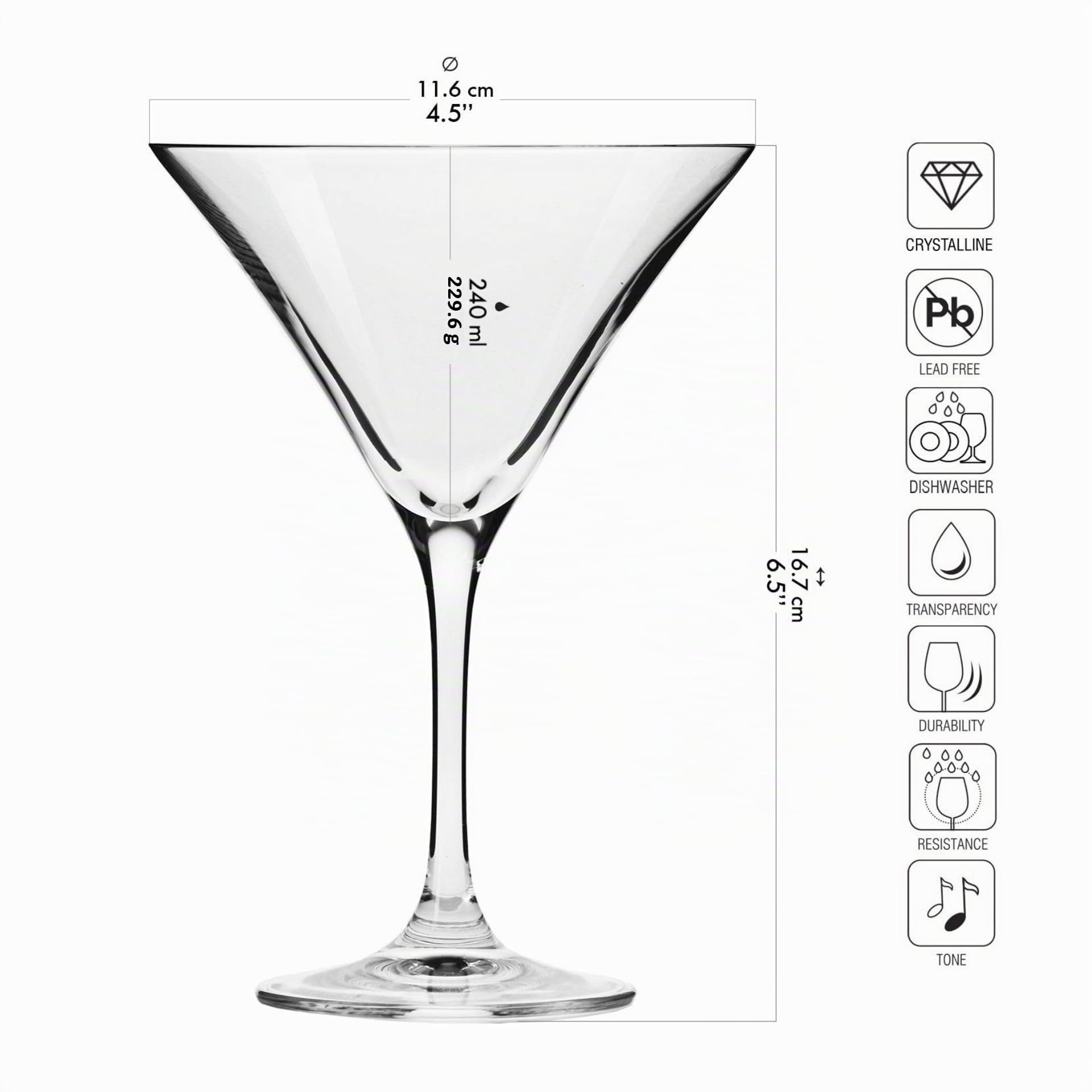 Krosno Bicchieri da Martini e Margarita, Set di 12, 6 x 270 ml e 6 x 240 ml