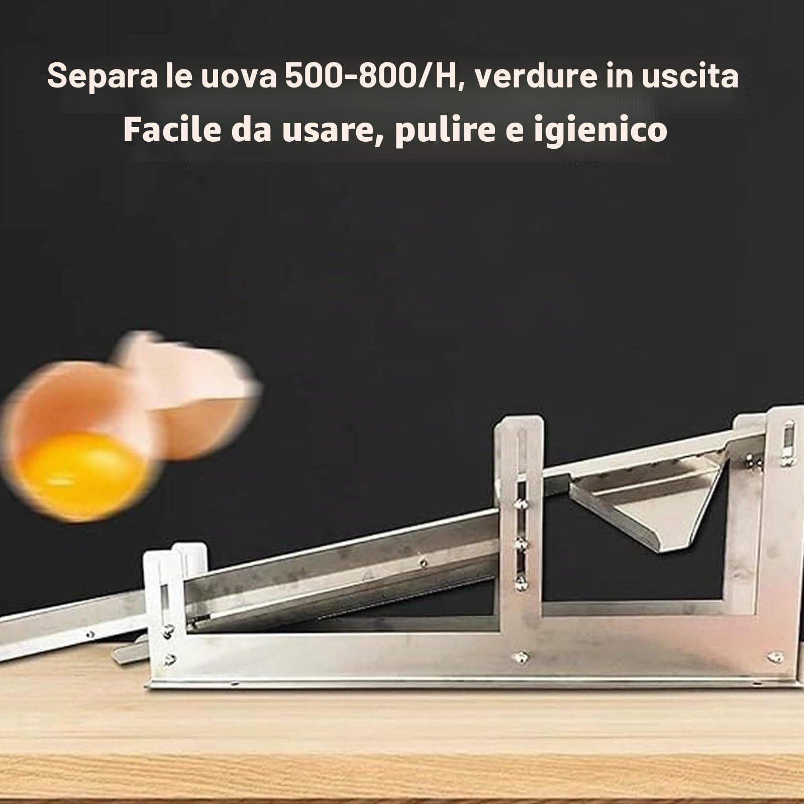 Separatore di uova commerciale, macchina per la separazione di albumi e tuorli in acciaio inox 304, 500-800 uova/h, altezza e spazio di separazione regolabili, per pasticcerie