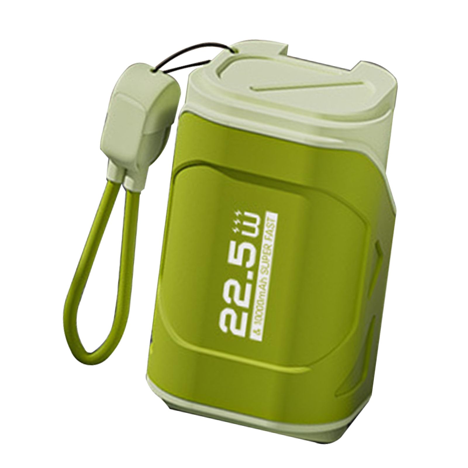 Fdit Power Bank da 10000 MAh, Caricabatterie Portatile con Presa a Muro con Presa CA Pieghevole e Doppio Cavo, Ricarica Rapida PD20W per e IOS (Verde oliva)
