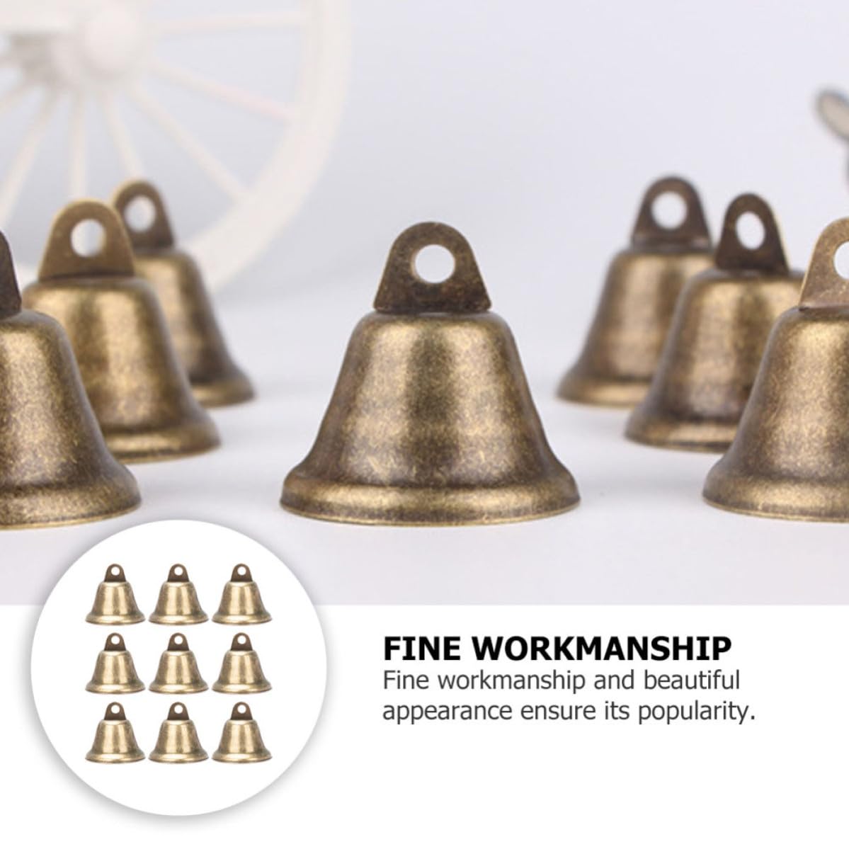 BESPORTBLE 125 Piezas Campanilla Colgante de Hierro Dorado 38mm para
