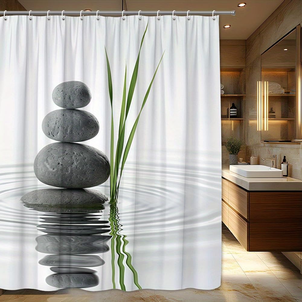 Glksdlpo Shower Curtain 1Pc A Zen Garden-Themed Made Featuring Serene Natural Imagery It Serves As A Tub Divider And With 12 Hooks(165X200cm/65X79in(Wxh))