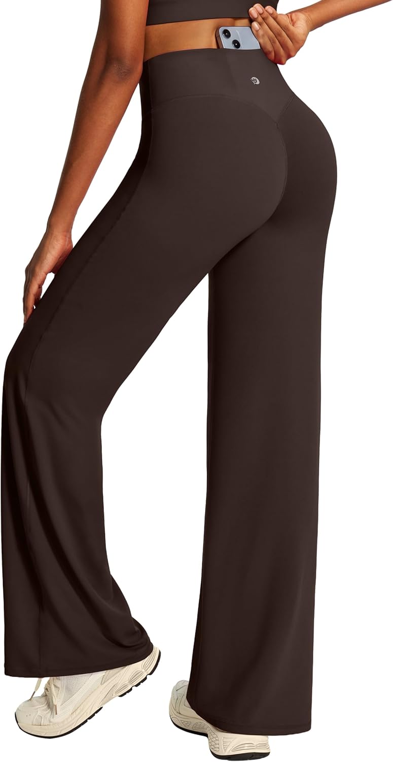 Wide Leg Yoga Pants for Women Butt Lifting Straight Leg Leggings High Waist Tummy Control No Front Seam Workout Sweatpants