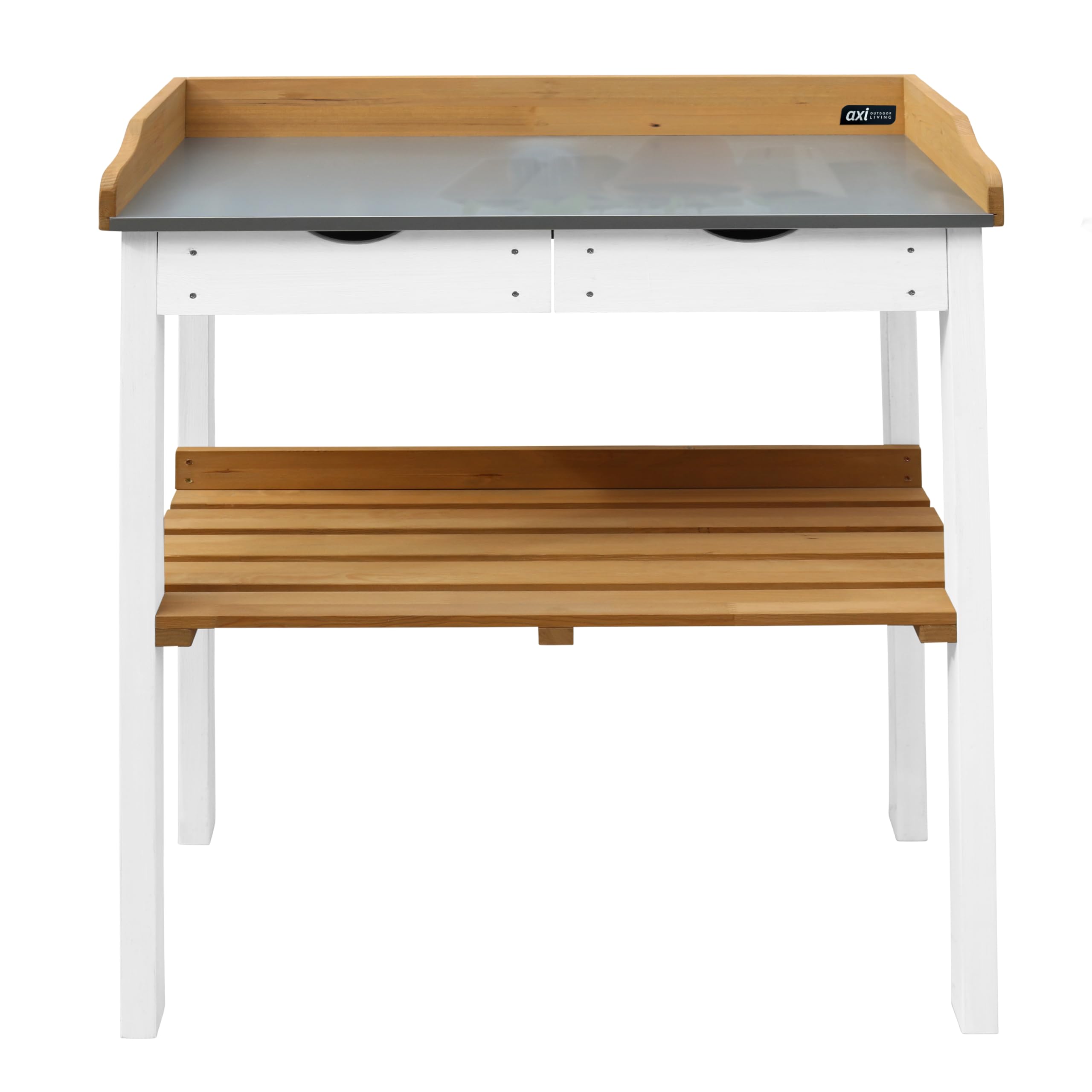 AXI Pflanztisch aus Holz in Braun & Weiß mit 2 Schubladen