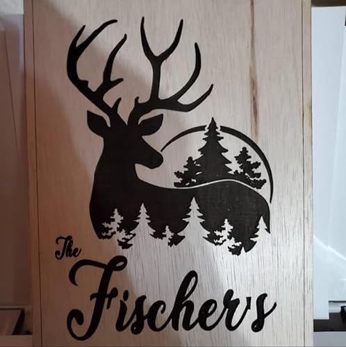 Miniatura 7 de Plantillas de ciervos para pintar plantillas de animales para quema de madera de 12 pulgadas, plantilla de árbol de montaña de bosque, plantilla de