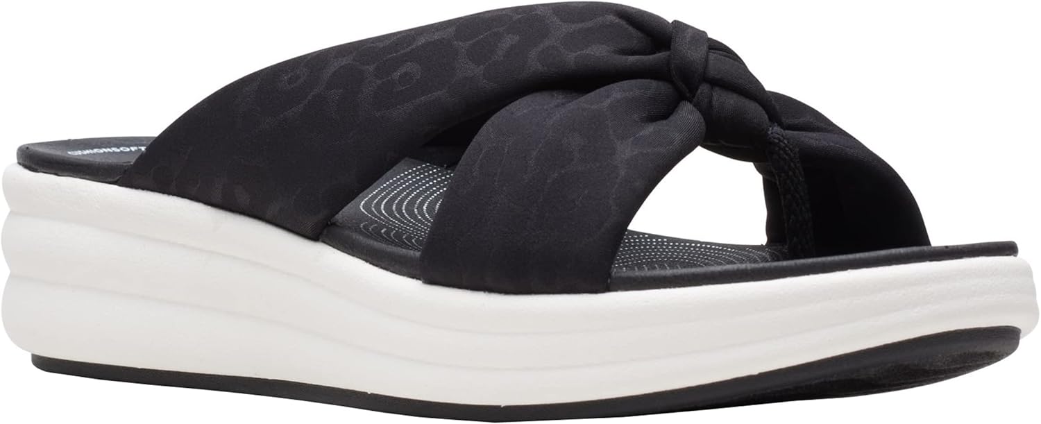 Clarks Women's Drift Ave Flat Sandal, Black Interest, 12