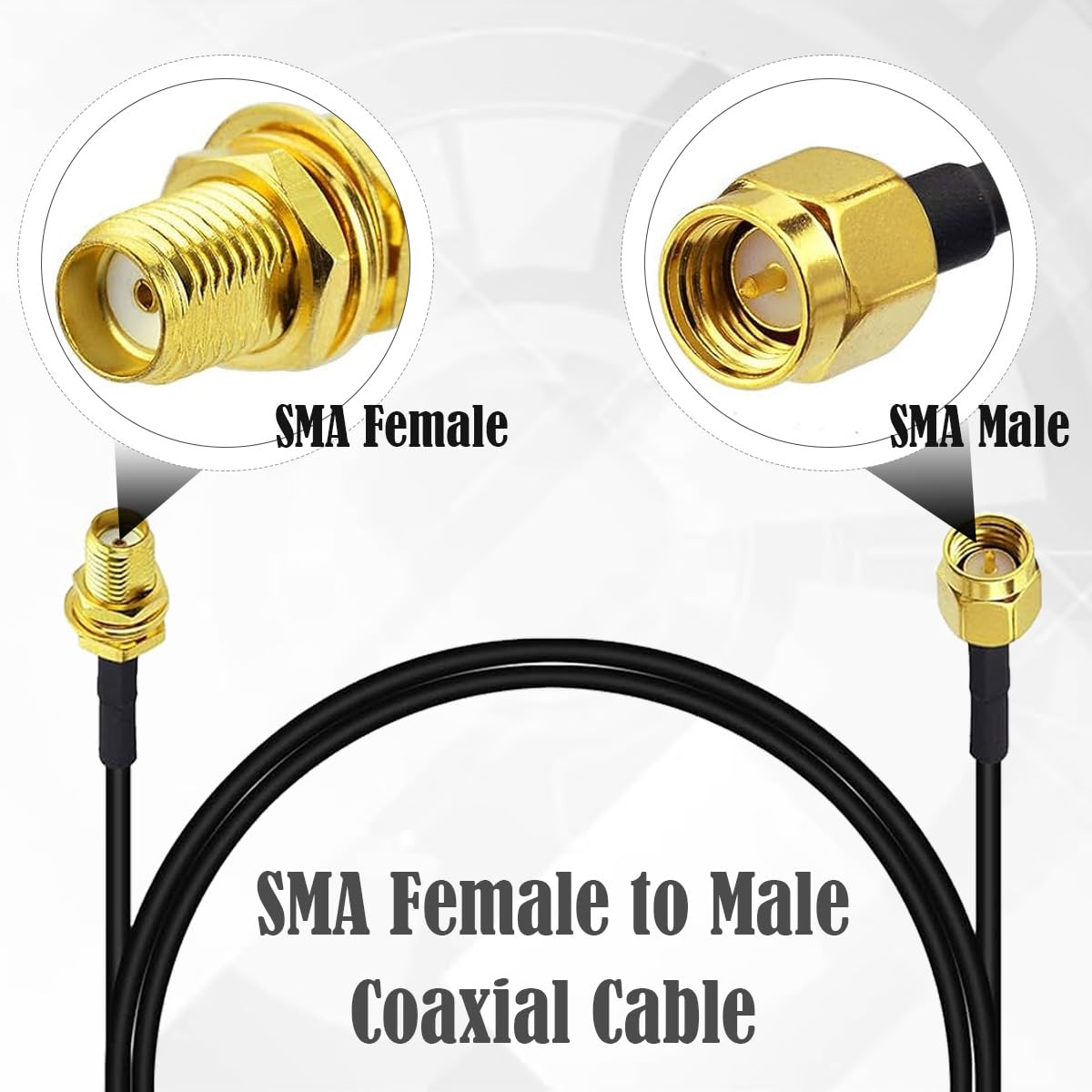 Kabel SMA męski na żeński grodziowy RG174 przedłużacz anteny 1 m niski strat, do routera 3G 4G LTE, brama modemu, komórkowy, odbiornik Dongle, 2 szt