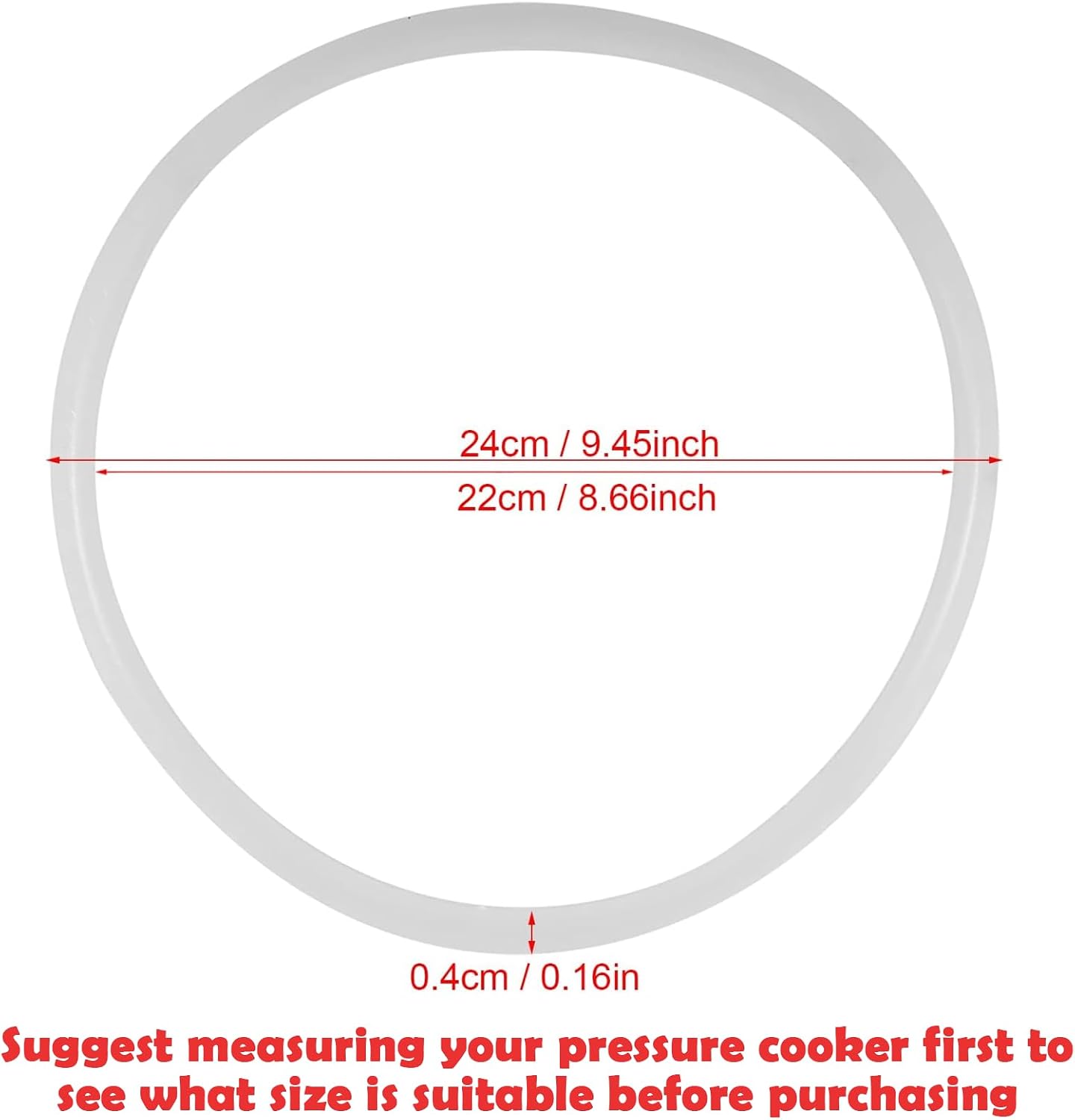 6 Sizes Replacement Clear Silicone Gasket Sealing for Home Pressure Cooker Kitchen Tool Insta Pot Accessories(Diameter 22CM)