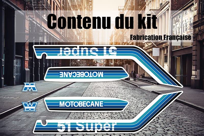 Kit Autocollants Motobécane Bleu - Décoration Rétro Pour Mobylette D'Époque