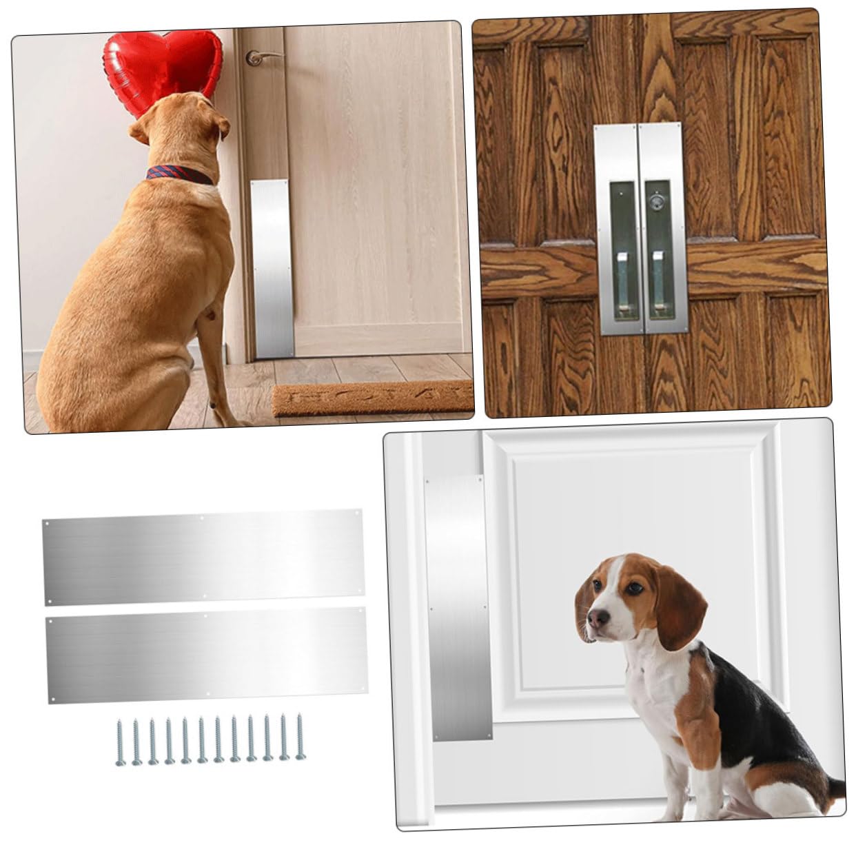 HOMSFOU 1 Juego Protector De Panel De Puerta Placa De La Puerta Tablero De Puerta Barrido De Puerta Metálica Placa De Empuje De La Puerta Portero Acero Inoxidable Placa De Refuerzo