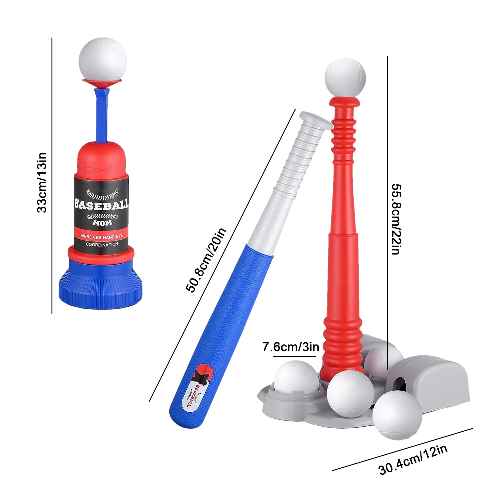 T Ball Set - Outdoor Teeball Game Set Baseball Batting Toy | Entraînement Sportif Réglable Seet Pour Les | Équipement D'entraînement En Tball Léger Pour L'apprentissage Et La Coordination Du B