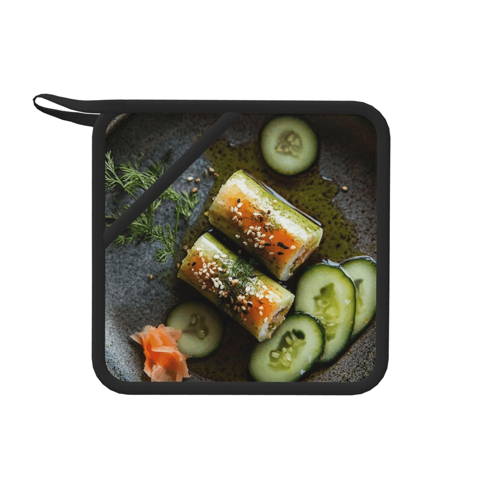 Pot Holders Set of 2 Kitchen Heat Resistant Potholders Sushi Dill Pickles Silicone Aunty-hot Pad Cotton Lining Oven Hot Pads for Cooking Baking BBQ Microwave Kitchen