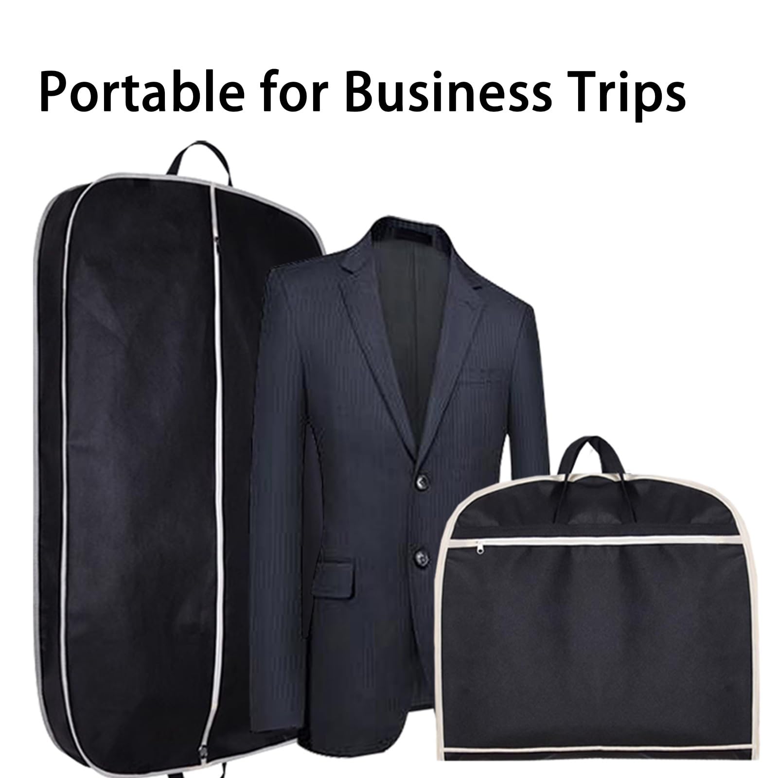 Funda Traje de 110 cm para Viajes y Almacenamiento en Armario, Paquete de 3 Fundas Ropa con 2 Asas para Rpa, Abrigos, Chaquetas y Camisas