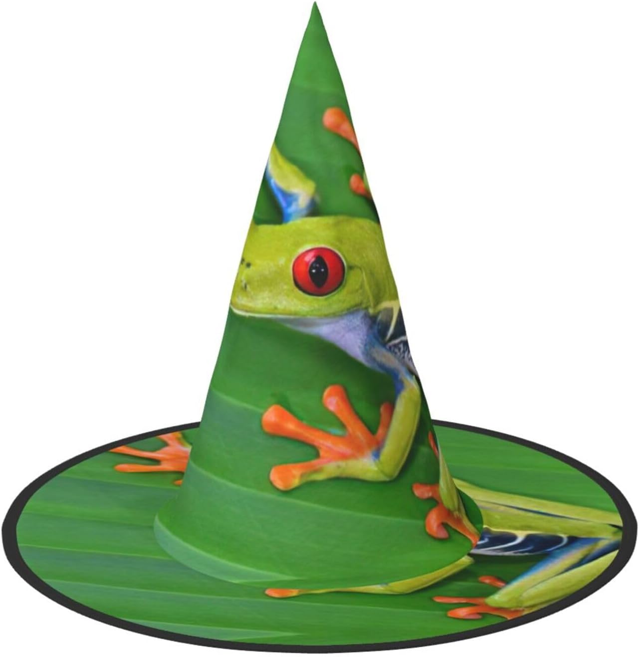 TyEdee Halloween Witch Hat,Carnival Spooky cap,Wizard Magic Party Cap for a Halloween Adventure-nimal Frog Green Leaf Leaves