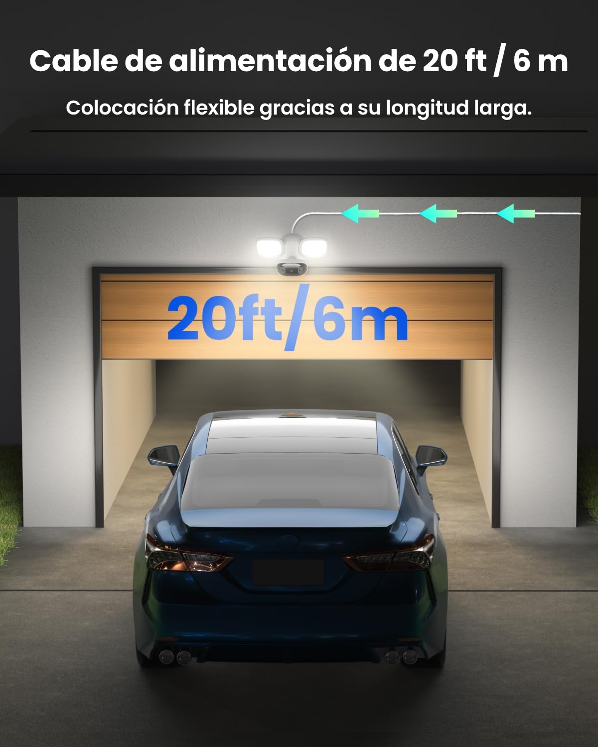 Reolink Cable Conexión con Tuerca, Adaptador Cableado Fijo a Enchufable | SOLO para Elite Floodlight WiFi, Cable Alimentación 6m/20ft con Enchufe, Resistente al Clima, DIY Fácil, RLA-PP1