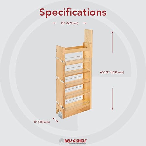 Miniatura 3 de Rev-A-Shelf Pullout, prueba de pantalones, madera, 43" H X 8" W