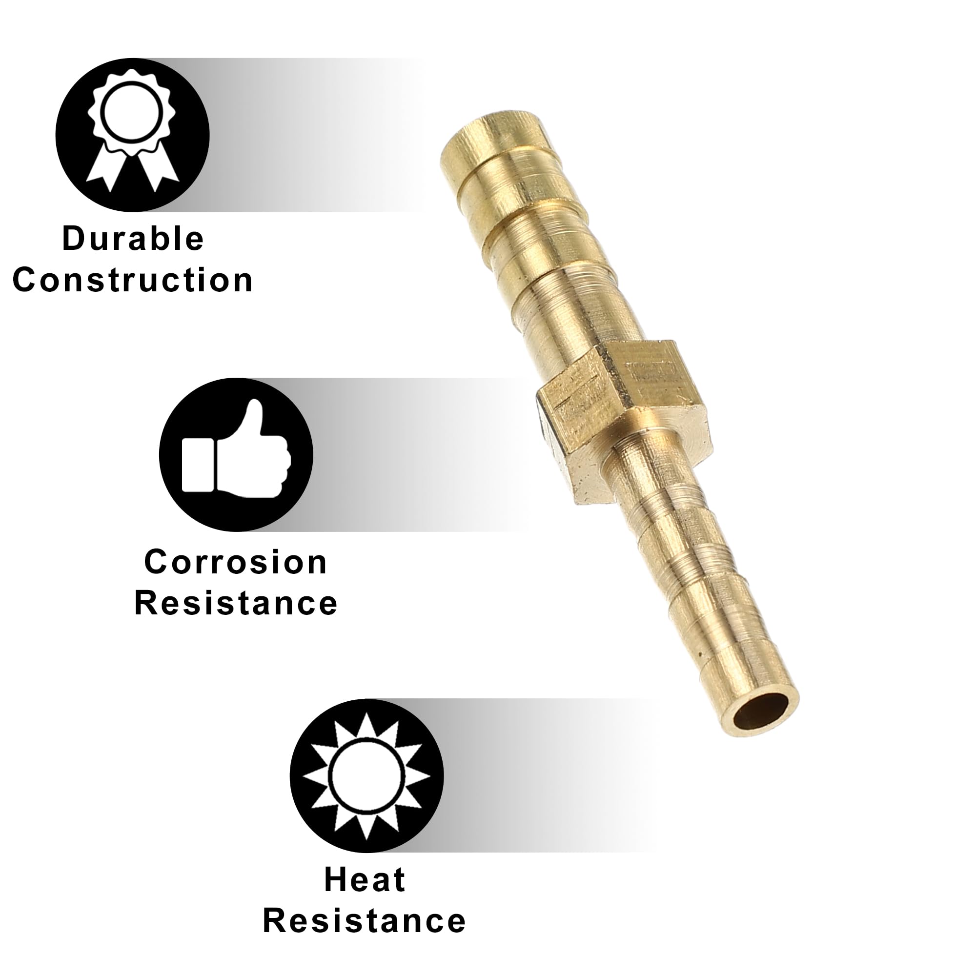 QUARKZMAN 6mm zu 4mm Dmr Gerade Messung Schlauchverschraubung Reduzierer x 2Stk Gerader Verbinder Adapter für Schlauchanschluss Goldton