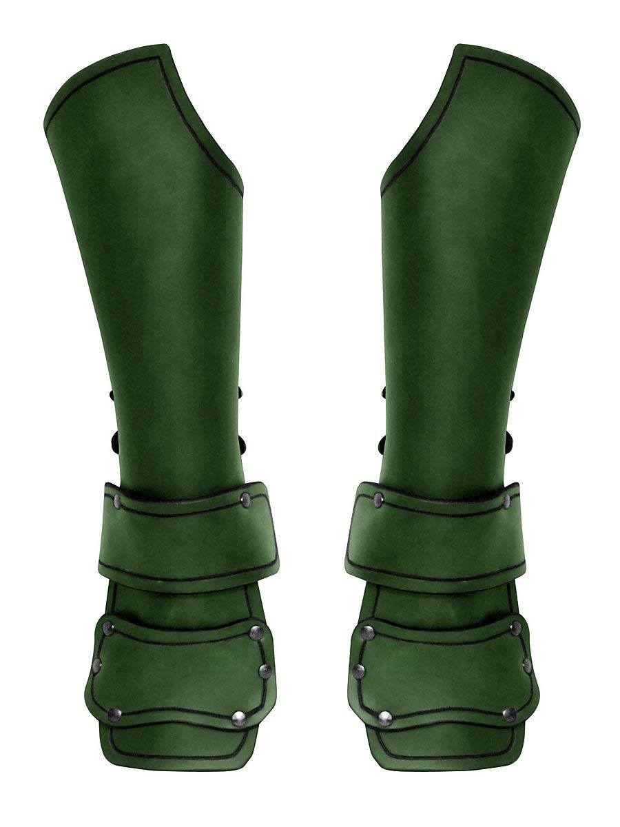 Andracor - Guanti in pelle pesante con protezione per le braccia - Guantoni come Bazuband Guanti con fibbie in verde - LARP medievale vichingo & Steampunk