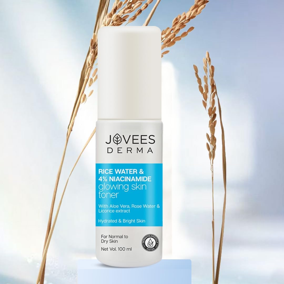 4% Niacinamide & Rice Water Toner Enriched with Rice Extracts for Glass Skin Glow | Hydrates Skin, Fades Blemishes & Pore Tightening Mist | Normal to Dry Skin | 100ml