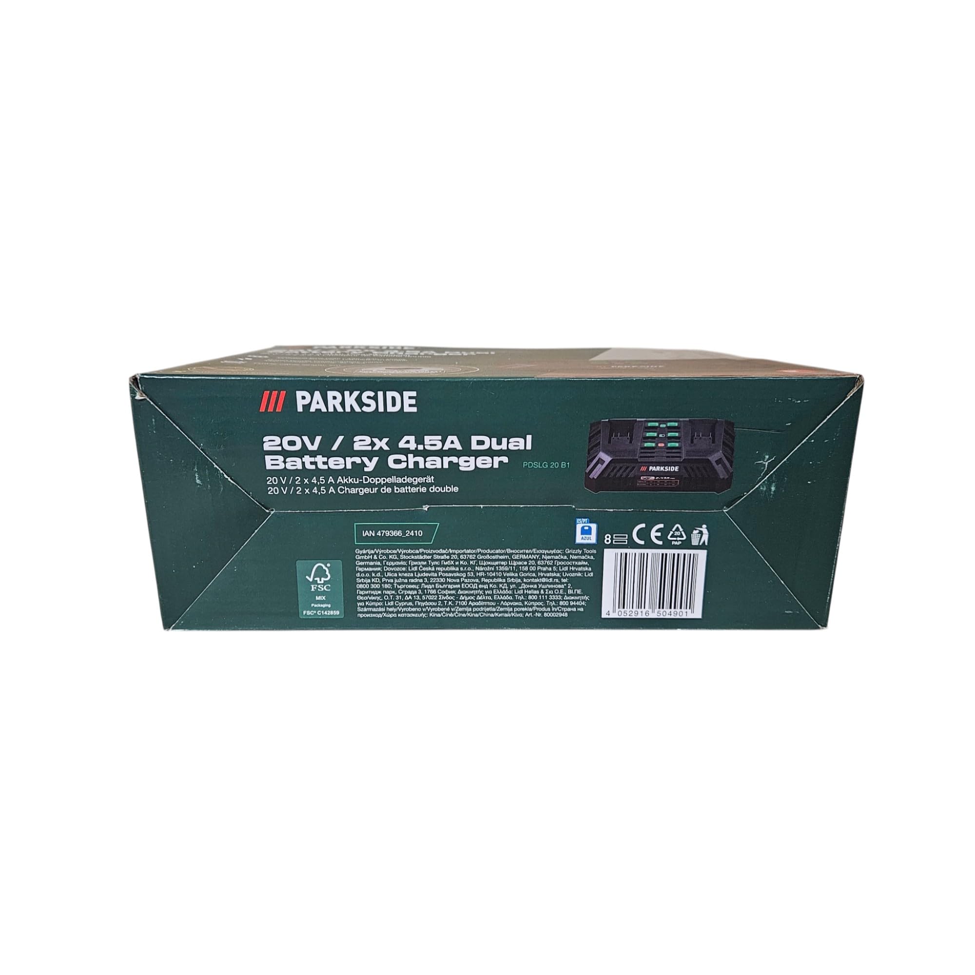 Cargador rápido de batería Doble PDSLG 20 A1 (Equipo Parkside X20V)