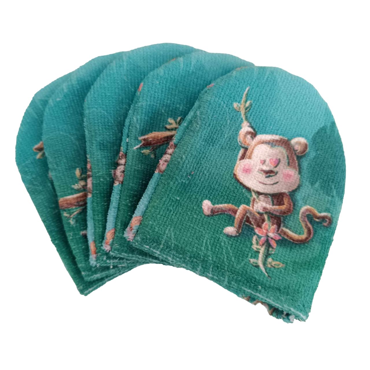 Mini-gants de toilette singe jungle Stillistic lot de 5