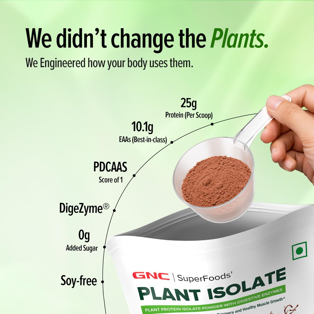 GNC Plant Protein Isolate Powder | 25g Protein Complete Amino Acid Profile with PDCAAS 1 Score | DigeZyme® For Faster Absorption | No Added Sugar | Delicious & Non-Chalky | Coffee (1lbs) — Amazon image 3