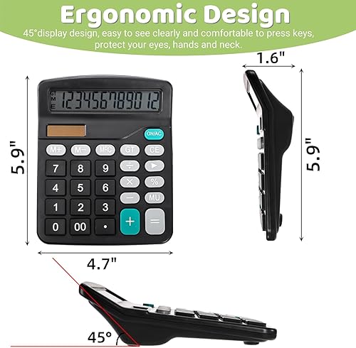 Miniatura 2 de Paquete de 8 calculadoras de escritorio de 12 dígitos, calculadora básica de batería solar, calculadoras electrónicas de doble potencia con pantalla