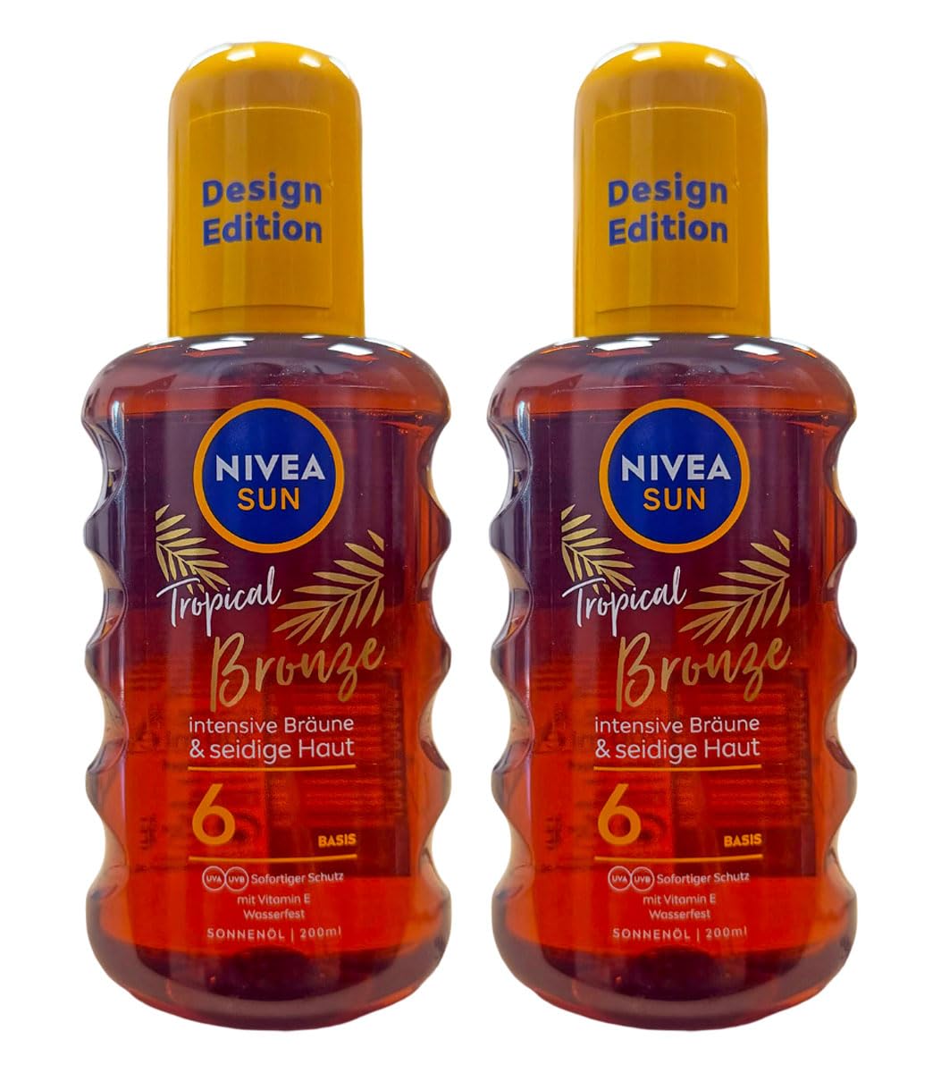 NIVEA SUN Spray solaire au carotène FPS 6 (2 x 200 ml), spray huile solaire à la vitamine E, protection solaire UVA/UVB pour un bronzage intense et durable