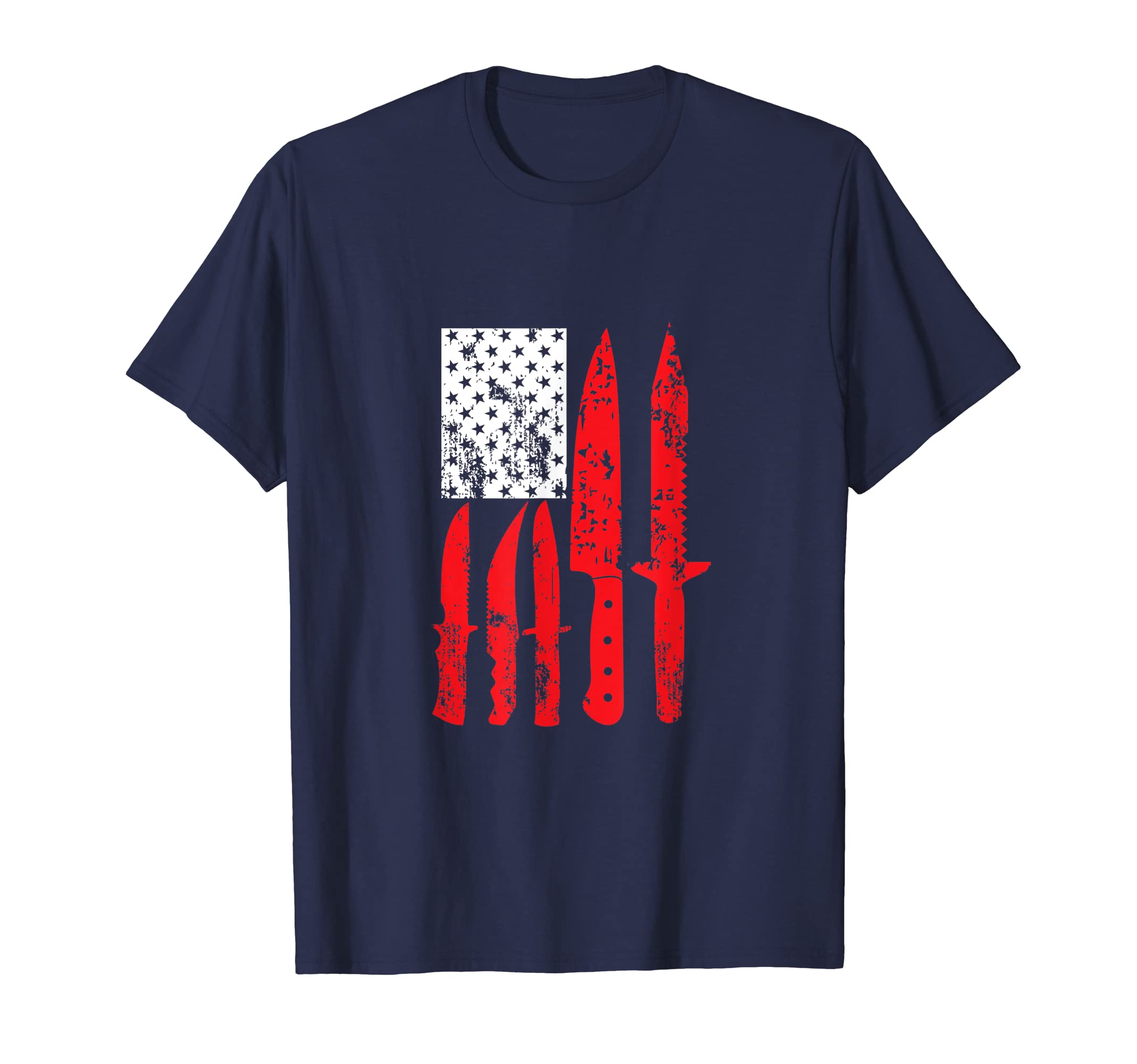 Hunting Knife ShirtsHunting Knife Knives Survival Flag Shirt USA T-Shirt